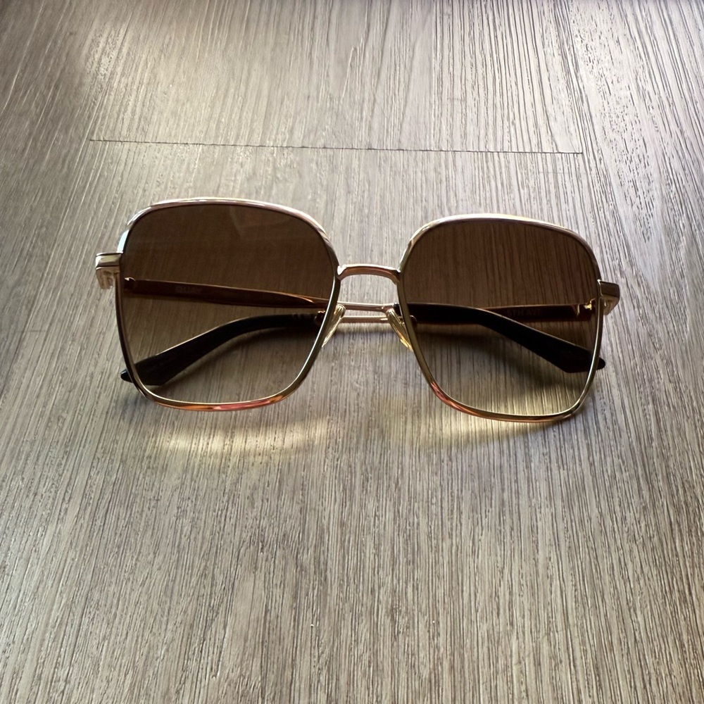 quay australia 5th ave gold brown oversized square glam sunglasses eyewear NEW